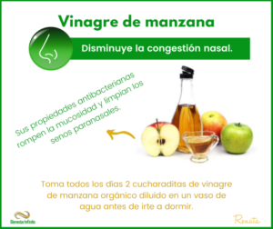 Vinagre de manzana – Disminuye la congestión nasal.